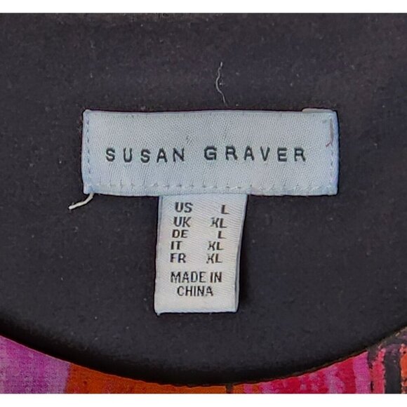 Susan Graver Blouse L Pink Striped Long Sleeve Asymmetrical Hem Preowned - Picture 2 of 7